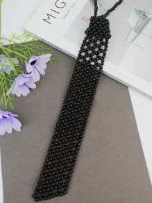 A Handmade Pearl Tie With Elegant Retro College Style For  Girls. Heavy-Duty Beaded, All-Match Fashion Item. A Hollowed-Out Woven Tie That Can Be Matched With Shirts, JK Uniforms And Suits. Suitable For Occasions Such As Campus Dances And Activity Parties. - Multicolor - View 13