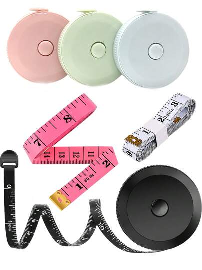 Cinta métrica suave, cinta métrica retráctil automática mini linda, escala doble, cinta métrica para medición de Body, tela, costura, sastre, tela, tejido, vinilo, hogar, manualidades, moda suave y reglas retráctiles de doble escala para pérdida de peso corporal