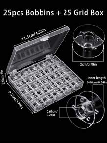 1 pezzo Contenitore portabobine in plastica per macchina da cucire, Scatola portafili per macchina da cucire,Organizer vuoto con 25/36 scomparti per rocchetti e 25/36 pezzi di rocchetti di plastica