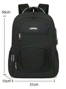 Men's Large Capacity Waterproof Computer Backpack Casual Student Backpack Laptop Divider,Steel Handle,ZY2038 - 黑色 - 查看 1