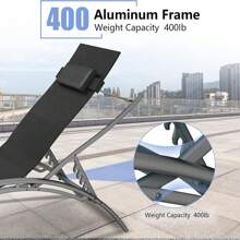 Aluminum Alloy Sun Lounger Set - 2-Piece Adjustable Outdoor Lounge Chairs For Patio, Beach, And Pool - Lightweight, Durable, All-Weather Design - Black - View 4