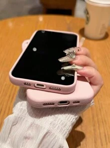1pc Personalize Customization Name Imitation Lychee Pattern Case - Hot Pink - View 11