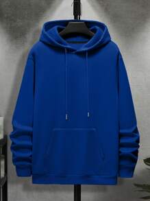 Custom Men Plus Size Hooded Sweatshirt - Add Your Own Text And Images (Family Photo/Selfie/Pet Photo/Friend Photo)To Design Your Personalized Printed Sweatshirt, Men Tops ,Fall Tops ,Blue Top,Custom Top,Custom Sweatshirt,Winter,Personalized Custom , Long Sleeve,The Best Gift, Wind-Proof,Warming - Blue - View 4