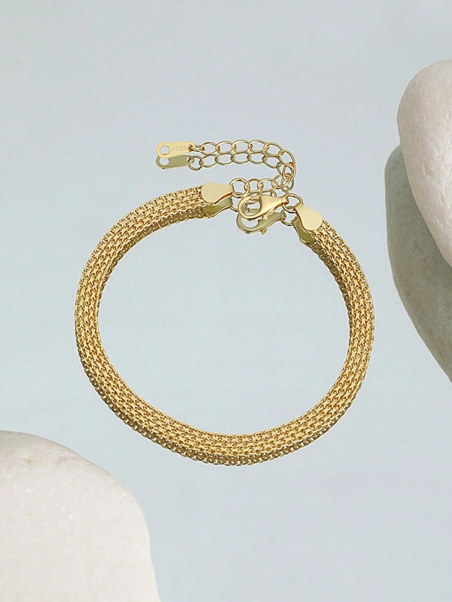 Fashionable Luxury Casual 925 Sterling Silver Bracelet 18K Gold Plated Fine Jewelry Elegant Bracelet For Girls Daily Wear - Unique Bracelet - View 1