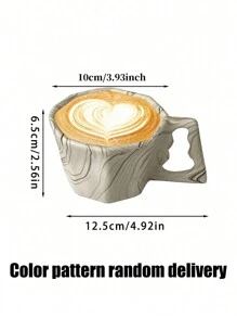 CMYD Studio 1 件 200 毫升复古风格八角陶瓷杯，颜色和图案随机 - 灰色 - 查看 3