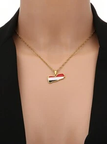 1 pièce Collier pendentif en acier de titane minimaliste à la mode, personnalisé avec carte et drapeau, convient pour un port quotidien, excellent cadeau pour les amis et la famille