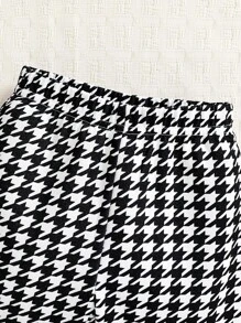 2-częściowy zestaw ubrań dla młodej dziewczyny na wiosnę/jesień: bluza z długim rękawem w kształcie serca z nadrukiem w pepitkę i pasujące spodnie dzwony w pepitkę, eleganckie i wygodne codzienne ubrania dla dzieci na zewnątrz/imprezę - Czarne - Zobacz 5