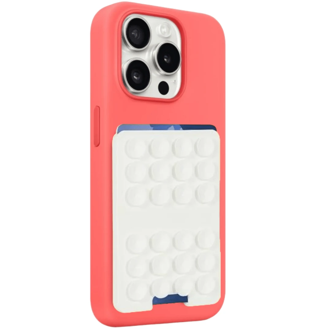 2 Pcs Silicone Phone Wallet With Suction Cup, Waterproof Stick-On Card Holder For Smartphones-Suction Grip Card Holder - 2 Pcs white card sleeve suction cup - View 1