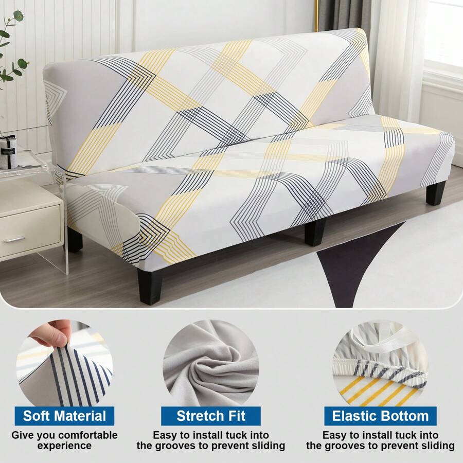Armless Sofa Bed Couch Cover Folding Futon Stretch Elastic Slipcover Spandex Floral Protector For Living Room Home Decoration - # 5 - View 1