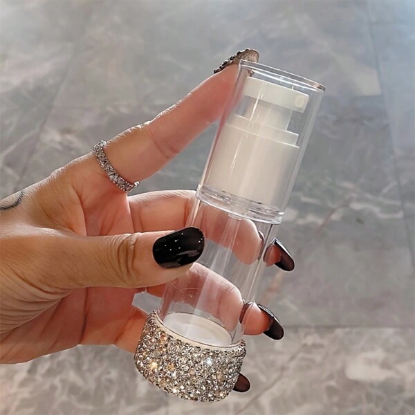 1 pieza Botella de spray de perfume de 30ml con brillantes de rhinestone, botella de spray de viaje, adecuada para cabello y rostro, botella de spray recargable para solución de limpieza, cosméticos líquidos, aceites esenciales