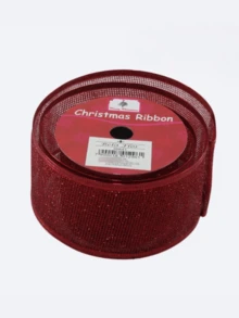Red Wired Christmas Ribbon Roll Christmas Decoration Santa Claus Tree - 紅色 - 查看 5