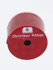Red Wired Christmas Ribbon Roll Christmas Decoration Santa Claus Tree - 紅色 - 查看 4