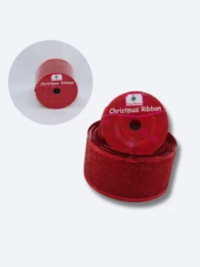 Red Wired Christmas Ribbon Roll Christmas Decoration Santa Claus Tree - 紅色 - 查看 3