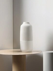 1 件防碎陶瓷塑料花瓶 - 现代简约光泽白色几何轮廓,带纹理哑光细节,不易破碎的桌面装饰,适用于客厅/办公室/画廊,四季单色艺术中心装饰品 - 白色 - 查看 11