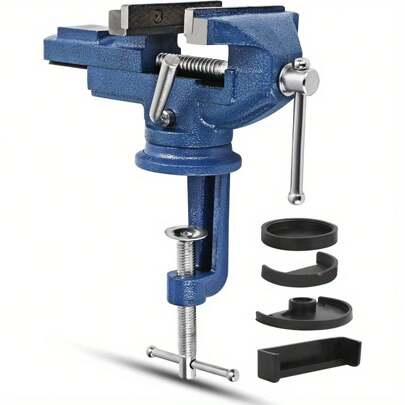 Schraubstock Klein 80mm Tischschraubstock Drehbar Klemmschraubstock für Werkbank Mini Spannweite