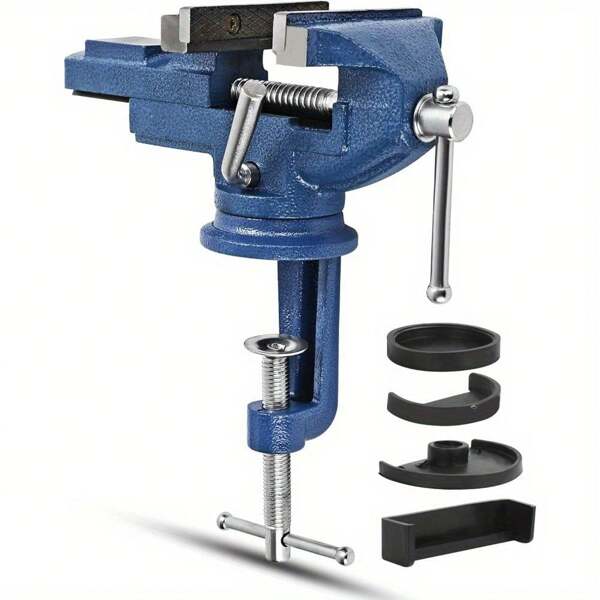 Schraubstock Klein 80mm Tischschraubstock Drehbar Klemmschraubstock für Werkbank Mini Spannweite