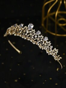 1 chiếc vương miện pha lê cài tóc cưới, thích hợp cho cô dâu, bé gái, vương miện công chúa, vương miện dự thi sắc đẹp, phụ kiện tóc cô dâu, phù hợp cho phụ nữ và bé gái, thích hợp cho lễ Halloween. - Vàng - Xem 10