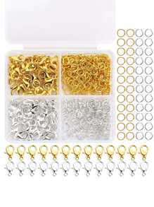 Kit para hacer joyas de 300 piezas con broches de langosta resistentes y anillas de salto en una caja de almacenamiento para suministros de collar y pulsera DIY y conexión de cadena