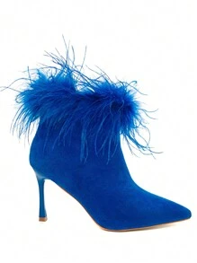 羽毛细高跟踝靴——大胆精致，时尚魅力