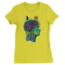Psyche-Delic Cosmic Mushroom Head Womens T-Shirt - Yellow - View 1