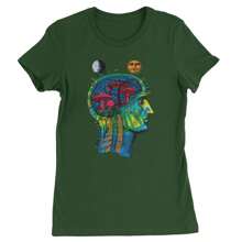 Psyche-Delic Cosmic Mushroom Head Womens T-Shirt - 森林綠 - 查看 1