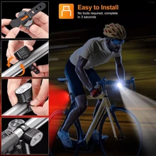 Mountain Bike Lights USB Rechargeable Bicycle T6 LED Torch Front Rear Lamp Set - Black - View 10