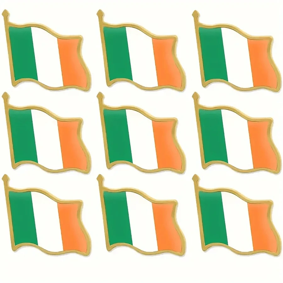 10pcs Irish Flag Design Lapel Pins For Men Casual Daily Wear Halloween - Multicolor - View 1