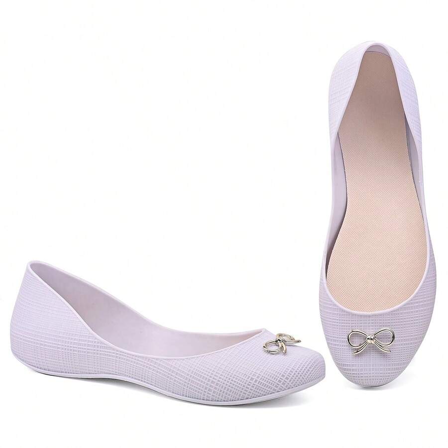 Women's Casual Flats With Bow Decor, Comfortable And Soft - trắng - Xem 1