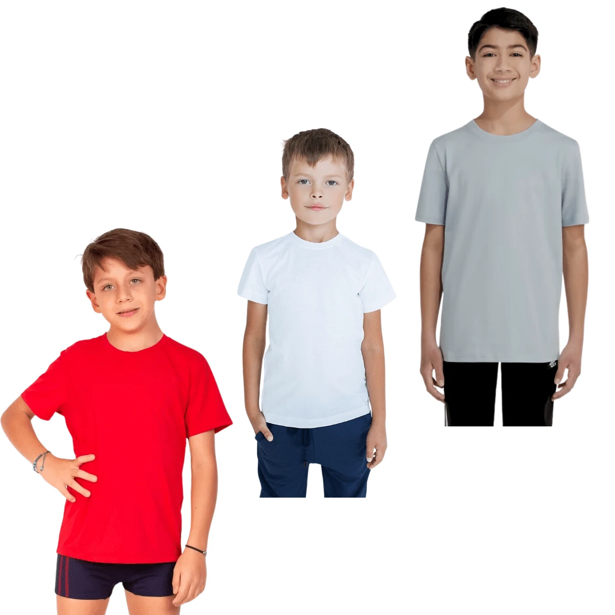 Kit 3 Men's T-Shirts For Children And Youth With UV Protection Dry Fit Gym Training Running Sports Blouse Fitness Clothing Breathable And Quick Drying For Outdoor Use.