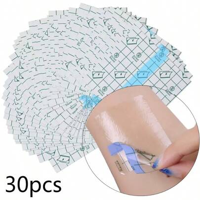 30pcs Waterproof Tape Waterproof Bandage, Transparent Film Dressing Adhesive Bandage, Suitable For Shower, Swimming, Protection And After Tattoo Care Gym Gym Accessories Bandages Sports Tape