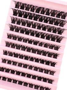 Bulu Mata Palsu Segmen 3D D-Curl Lembut 8-16mm untuk DIY, Bulu Mata Individual Alami, Alat Rias, Lembut & Alami, Mudah Digunakan, Bulu Mata Individual - Hitam - View 8
