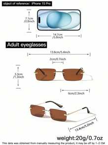 1/2/3 PCS Women's Metal Rimless Small Rectangle Fashion Eyewear For Nissan Outing And Wearing For Summer Beach Vacation,Outdoor,Travel Shades Fashion Glasses Casual Style Rectangle Frame For Going Out Outfit,Back To School