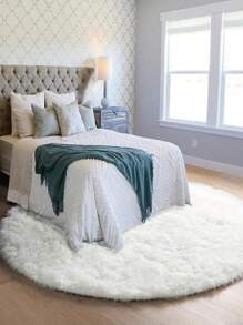 One High-End Fashionable, Simple, Atmospheric, Comfortable, And Soft Silk And Knitted Round Carpet For Living Room, Bedroom, Study - Beige - View 3