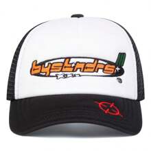 1pc Men's Letter Printed Baseball Cap, Outdoor Fashion Pattern Trucker Hat, Sun Protection Casual Mesh Cap For Spring Autumn Travel Beach Vacation Halloween - Multicolor - View 6
