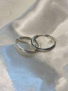 1pair S925 Sterling Silver Loop Hoop Earrings, Lightweight Luxury Gift Jewelry For Women