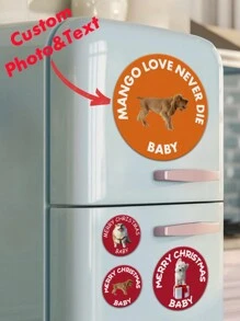 1 件定制照片和文字磁性冰箱贴，可个性化印刷任何照片和文字，适合圣诞节、万圣节、生日、情侣周年纪念日和婚礼等各种节日。非常适合家居装饰、办公室、汽车内饰、厨房、橱柜磁铁、冰箱磁铁和旅行礼物。 - 彩色 - 查看 3