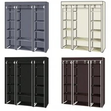69" Portable Clothes Closet Wardrobe Storage Organizer With Non-Woven Fabric Quick And Easy To Assemble Extra Strong And Durable Black - 黑色 - 查看 10
