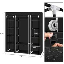 69" Portable Clothes Closet Wardrobe Storage Organizer With Non-Woven Fabric Quick And Easy To Assemble Extra Strong And Durable Black - 黑色 - 查看 8