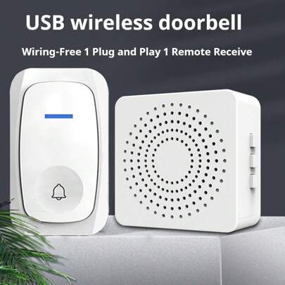 1 Set kabellose Türklingel, elektronische Außentürklingel, kabellose USB-Türklingel, Fernbedienungstürklingel, Seniorenalarm, kabellose Ruftürklingel, beinhaltet 38 frei umschaltbare intelligente Türklingeln, kann ohne WLAN-Verbindung verwendet werden