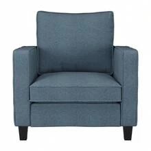 CorLiving Georgia Fabric Accent Chair - 藍色/深棕色 - 查看 2