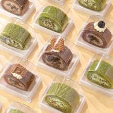 5/10 件透明瑞士卷蛋糕盒，半月形单独甜点容器，用于糕点、面包店包装，用于切片蛋糕和瑞士卷