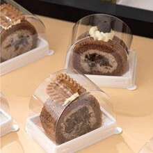 5/10 件透明瑞士卷蛋糕盒，半月形单独甜点容器，用于糕点、面包店包装，用于切片蛋糕和瑞士卷