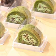 5/10 件透明瑞士卷蛋糕盒，半月形单独甜点容器，用于糕点、面包店包装，用于切片蛋糕和瑞士卷