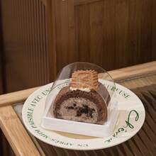 5/10 件透明瑞士卷蛋糕盒，半月形单独甜点容器，用于糕点、面包店包装，用于切片蛋糕和瑞士卷