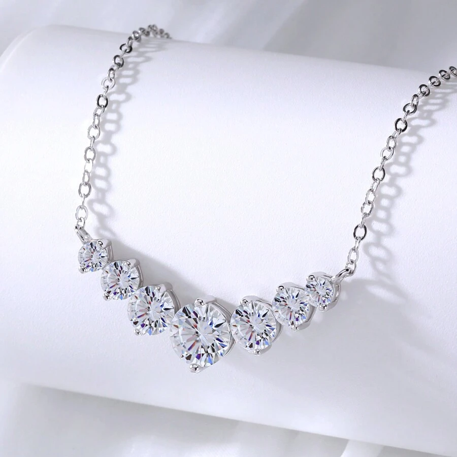 2.8CT 100% D Màu VVS1 Moissanite Seventh Princess Mặt Dây Chuyền Nguyên Bản S925 Bạc Sterling Mạ Vàng Trắng Phù Hợp Với Phụ Nữ Đeo Hàng Ngày