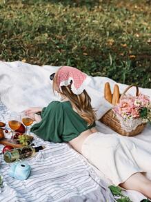 1pc Gingham Lace Trim Rustic Style Triangle Headband, Girls Hair Accessory For Party Decor, For Christmas - A - View 7