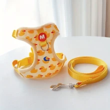 Bộ dây nịt và dây xích cho chó nhỏ, dây nịt lưới mềm có thể điều chỉnh bốn điểm cho chó và 1 khóa tháo lắp nhanh, dây xích cho chó bằng nylon dài 5 ft - Màu vàng - Xem 16