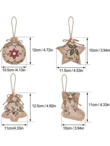 12 Stück rustikale Jutedekorationen für Weihnachten, Bauernhaus-Hängeornamente für Weihnachtsbaum, Party, Raum, Kranz Dekoration Heim Dekoration Raumdekoration Winter