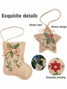 12 Stück rustikale Jutedekorationen für Weihnachten, Bauernhaus-Hängeornamente für Weihnachtsbaum, Party, Raum, Kranz Dekoration Heim Dekoration Raumdekoration Winter