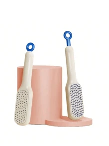 伸缩梳 清洁头皮不伤发 便携美发按摩梳 家用防静电美发梳 自洁美发梳 三色多功能便捷梳子:1/3件 - 彩色 - 查看 11